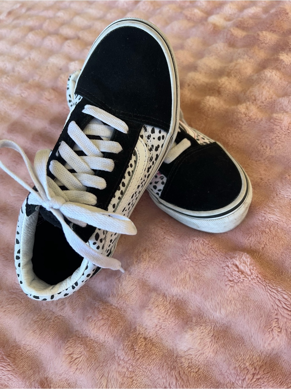 Vans Kids Black and White Spot-Pattern Skate Sneakers